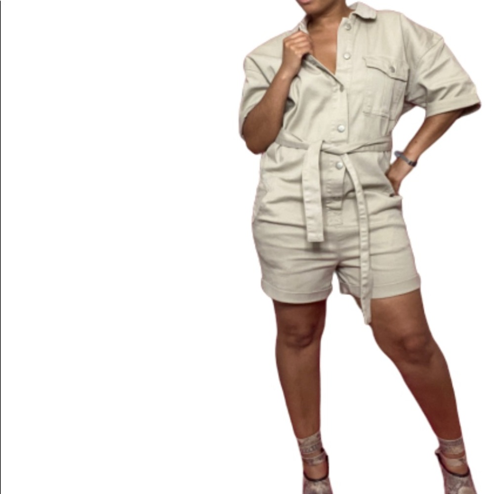 Khaki Button Down Jumpsuit